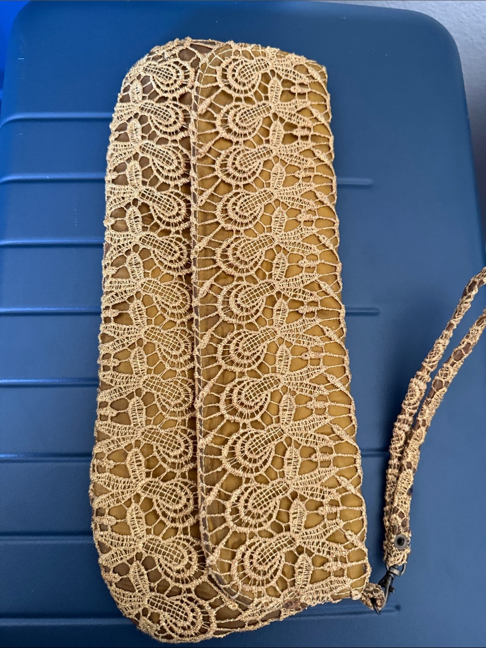 Beige Crochet Lace Clutch Bag